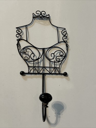 Black Wire Dress Bodice With Hook Decor. Hat/ Coat Hook Mannequin