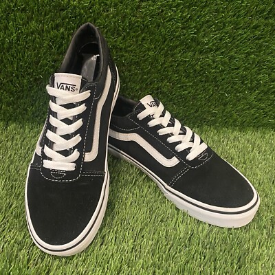 Vans Old Skool Low Black White Canvas Suede Youth Sz 5 Skateboarding Shoe 751505