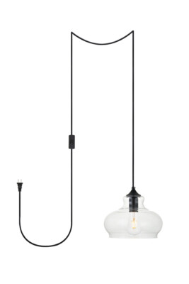 Chandelier Pendant Light Swag Lamp Glass Shade Living Dining Room Bedroom Black