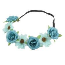 Big Rose Flower Hairband Wedding Wreaths Solid Color Elastic Hair Accessories