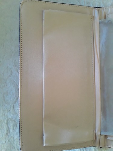 Cartera sin asas de tafetán Moire azul oscuro de colección con bloqueo de plástico transparente interior Ladyli - Imagen 6 de 9