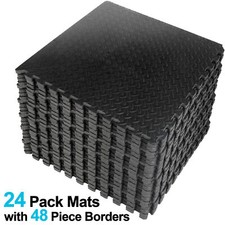 24PCS Puzzle Exercise Mat w/EVA Foam Interlocking Tiles 96 Sq Ft Gym Mat Durable
