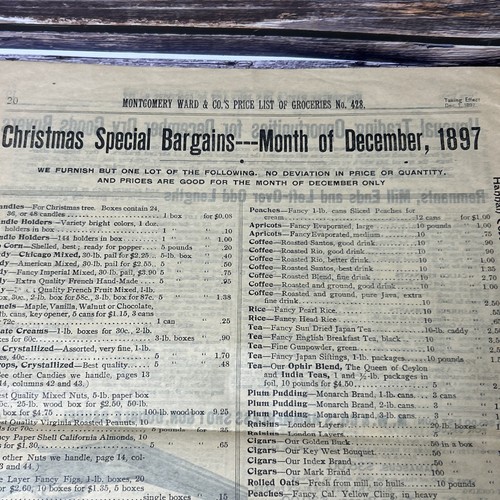 MONTGOMERY WARDS 1897 ORIGINAL CATALOG Groceries December 1897 Price List 428 - Picture 10 of 14