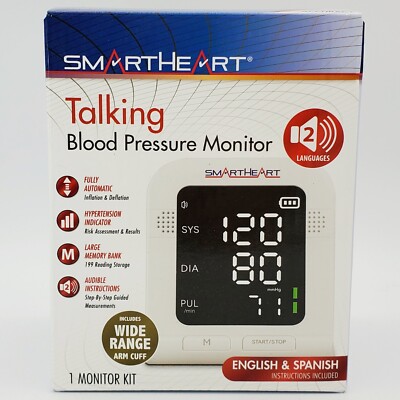 SmartHeart Talking Blood Pressure Monitor with Arm Cuff English/Spanish