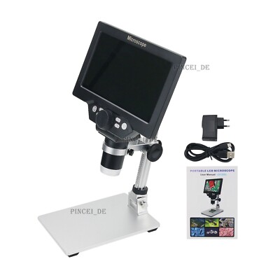 Digital Microscope 12MP 1200X 1080FHD 7'' LCD Display Adjustable Angle 8 LEDs