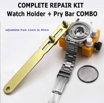 Adjustable Rectangle Watch Back Case Cover Opener Pin Remover Wrench Repair Kit 