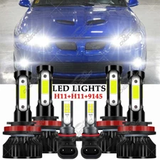 For Pontiac GTO 2004 2005 2006 6x 6000K LED Combo Headlights + Fog Lamp Bulbs