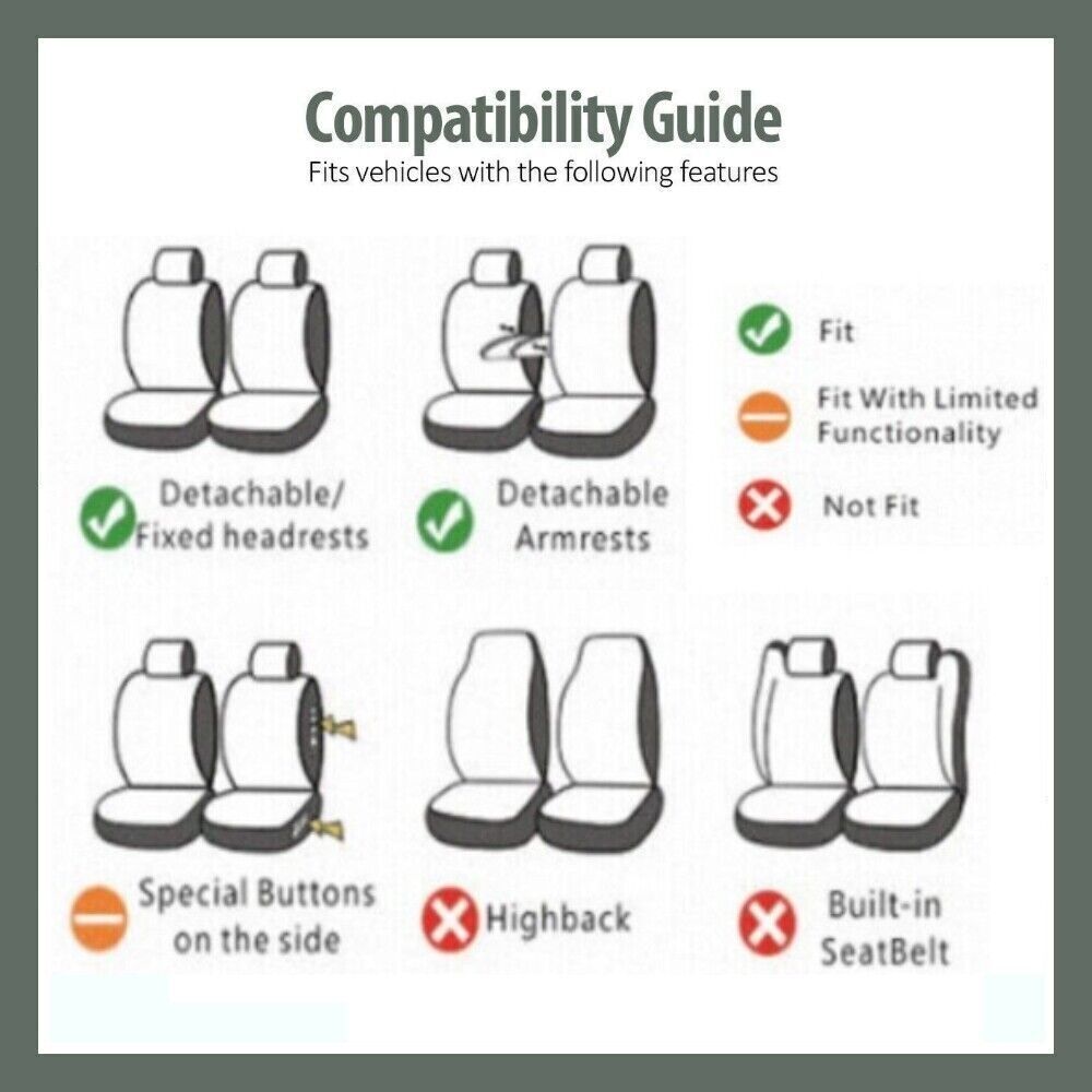 2-Piece Front Seat Covers For Pickup Trucks - PU Leather Cushion Pad Protectors