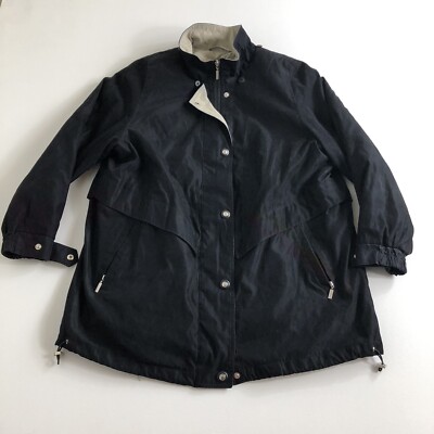 White Stag Womens Plus Coat  Size 1x-16W Black Velvet Fully Lined Plaid Quilted