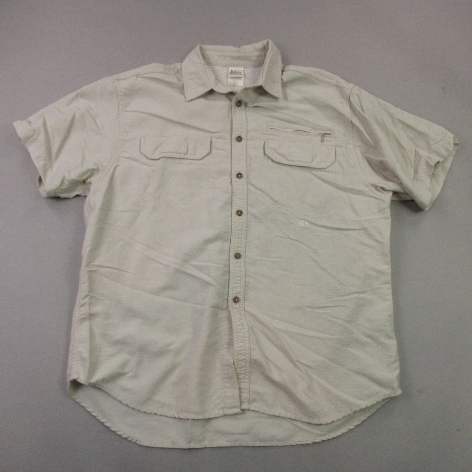 REI Shirt Mens Short Sleeve Pockets Button Front Lightweight Large