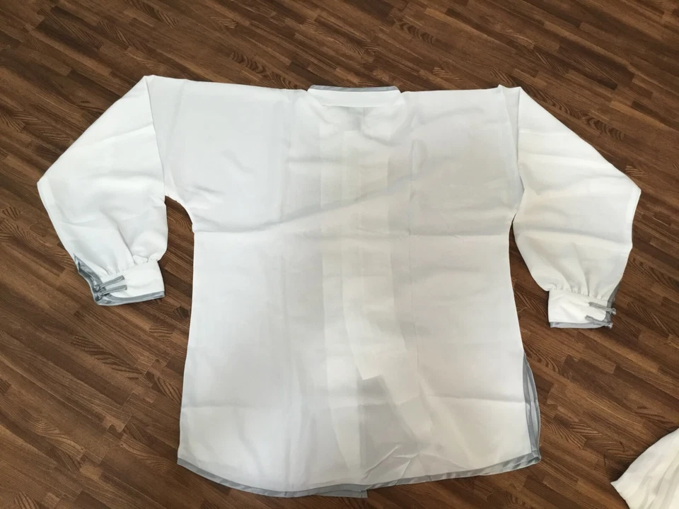 Juego de 2 Piezas Disfraz Chino Blanco Talla M: Pantalones y Camisa Hecho con Nudo Botón  Foto 2 de 4