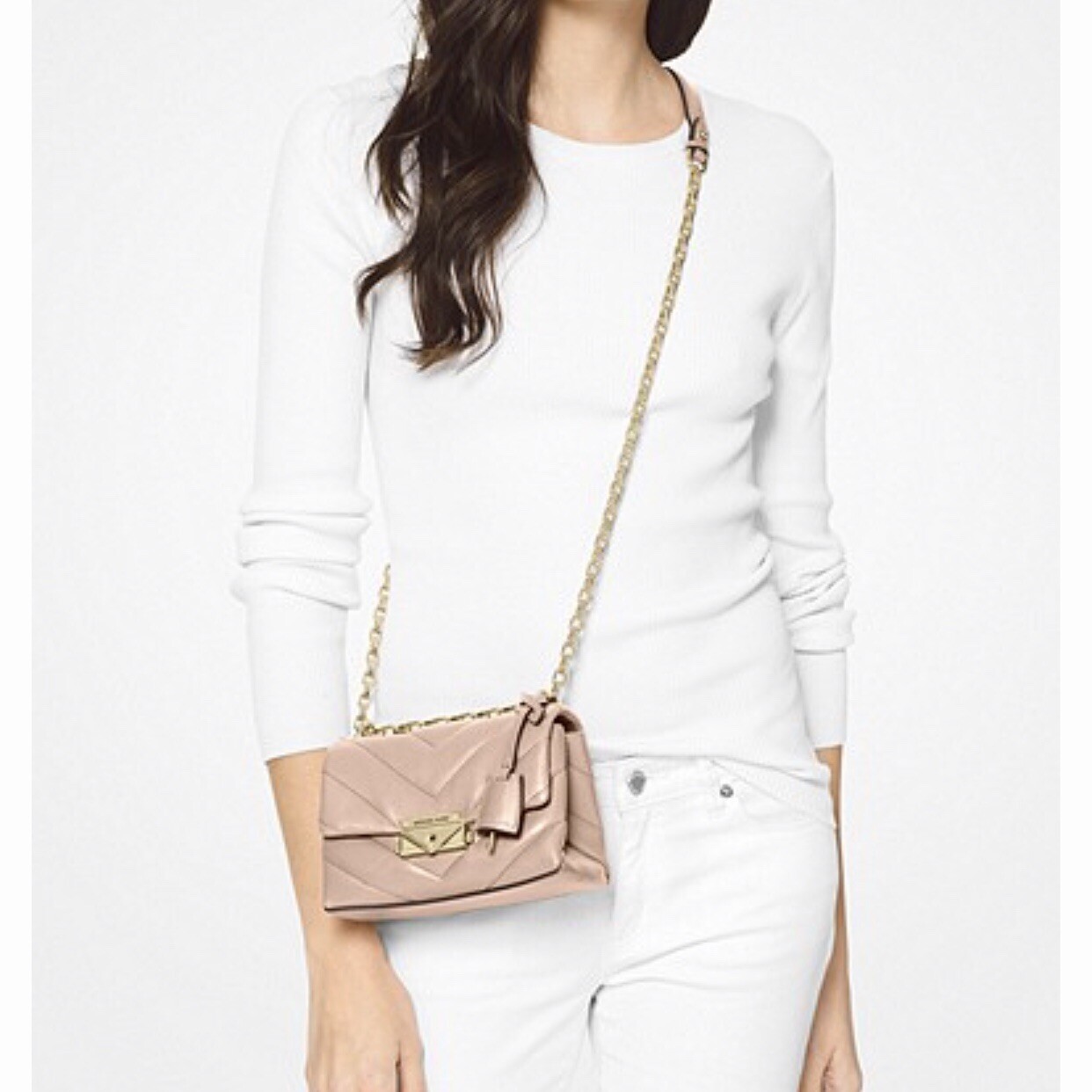 Michael Kors Cece ExtraSmall Quilted Leather Crossbody Bag Soft Pink