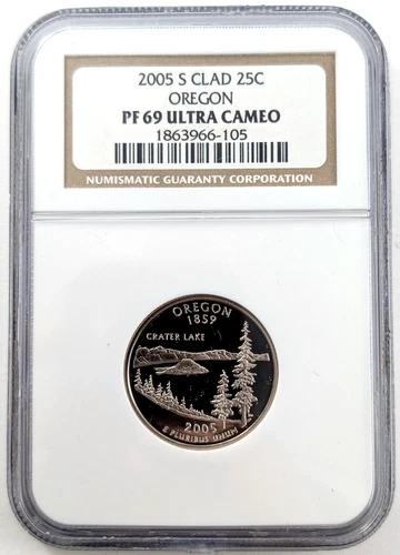 2005 S Clad Proof Oregon Statehood Quarter Graded PF69 Ultra Cameo by NGC