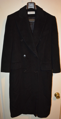 Saks Fifth Ave 100% Cashmere Black Long Overcoat Calvin Klein Pure Cashmere 4 - Picture 3 of 24