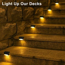 8 Pack Solar Deck Lights Outdoor Waterproof LED Steps Lamps for Stairs Fence