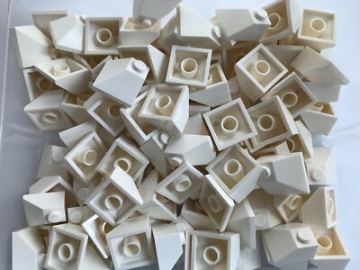 LEGO- NEW-#3045-WHITE-SLOPE 45  2 X 2 DOUBLE CONVEX-10 PIECES