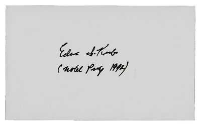 ''Nobel Prize in Medicine'' Dr Edwin Krebs Hand Signed 3X5 Card Dated 1994