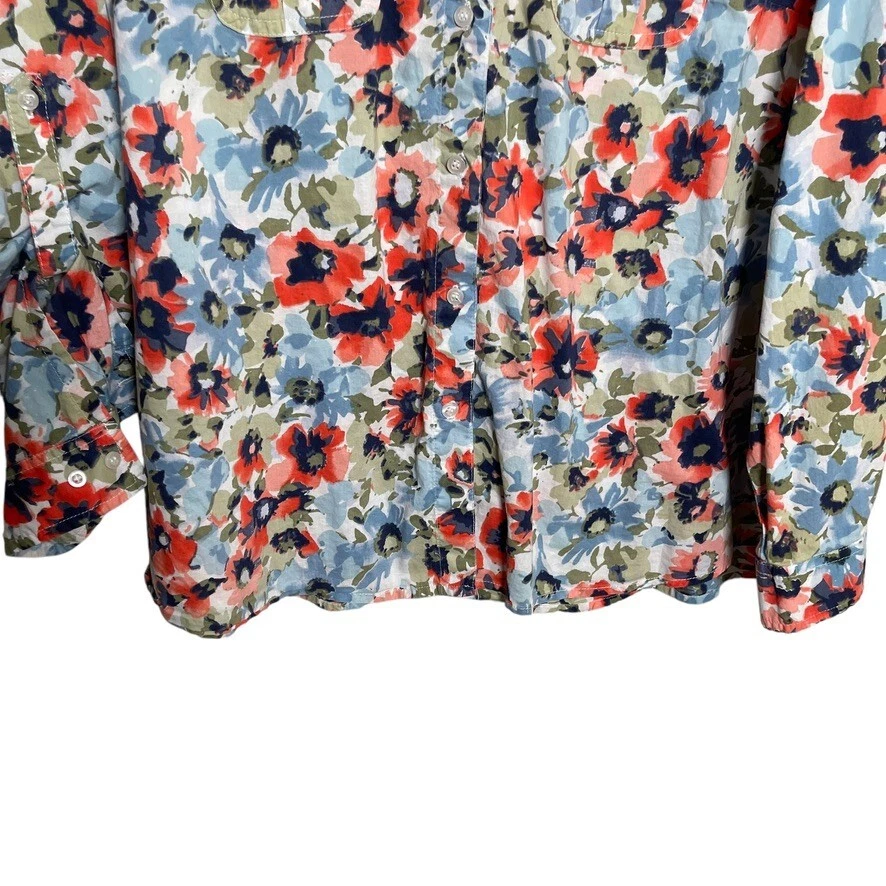 Coral Bay Blouse Women's XL Colorful Floral Button Up Boho  Artsy Top Shirt - Image 3 of 4