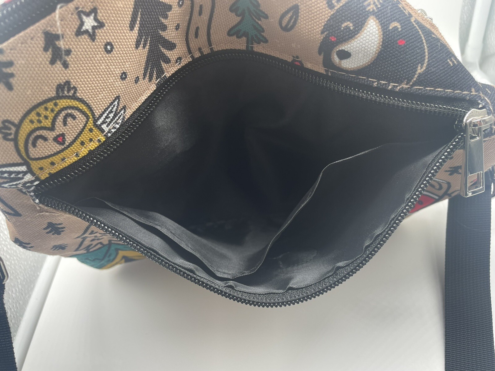 Crossbody Baby Nappy Refillable Wipes Holder Travel Bag Clutch Bear Animal Trees