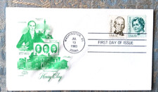 HENRY CLAY REKNOWN ORATOR THE GREAT PACIFICATOR 1983 ARTMASTER CACHET FDC UNADDR