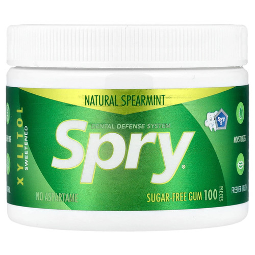 Spry®, Sugar-Free Gum, Natural Spearmint, 100 Pieces