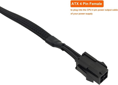 (2-Pack) YEZriler ATX 4 Pin Extension Cable, 20.8-inch (2-Pack), Black - Picture 3 of 4