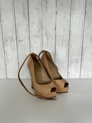 Atalanta Weller taupe Wildleder Python Plateau Heels Peeptoe Damen Gr. 39 / UK 6