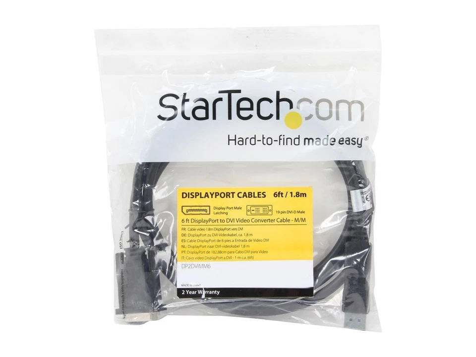 StarTech.com DP2DVIMM6 6 ft. Black Connector A: 1 - DisplayPort (20 pin) - Image 3 of 3
