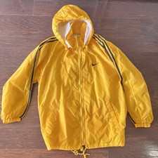 VTG 80-90 s Nike Windbreaker Hooded Jacket Small Yellow Removable Hood W Zipper