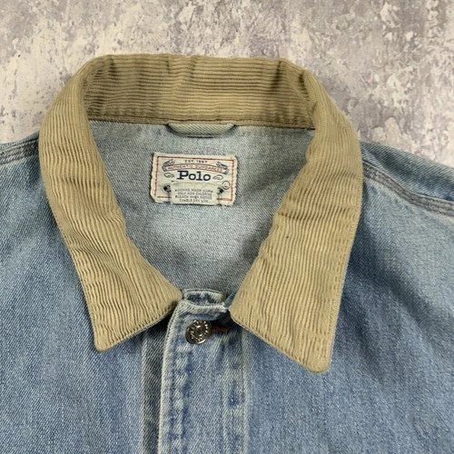Vintage Polo Ralph Lauren Jacket Mens Large Blue Indian Head USA Made Denim image 5