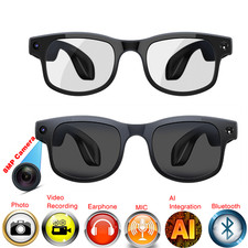 Smart Glasses Photo Video Recording AI Translation 8MP Camera and Bluetooth-Com