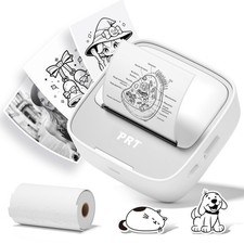 Mini Sticker Printer, Portable Thermal Printer with 1 Roll Sticker Paper, Ink...