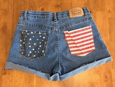 LEVIS High Rise Shorty Short STARS  STRIPES Girls size 12 REG