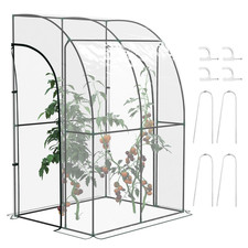 Walk In Lean To Wall Greenhouse Plastic Garden Grow House 143x118x212cm