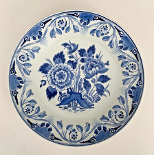 Royal Delft Wandteller De Porceleyne Fles,  Blumen, D =  22,5 cm, CY = 1979, Top