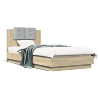 Bettgestell Mit Kopfteil Sonoma-Eiche 90X200 Cm Holzwerkstoff