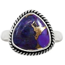 Copper Purple Turquoise - Arizona 925 Sterling Silver Ring s.7.5 Jewelry R-1009