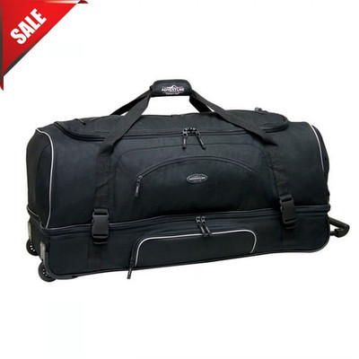 Large 36'' Drop-Bottom Rolling Duffel with Telescopic Handle - Black, Best Price