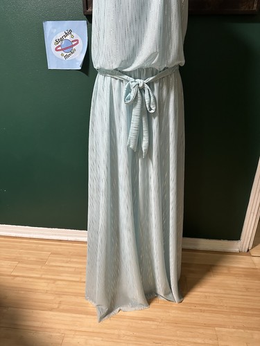 Vestido Jessica Howard Estilo Años 70 80 Azul Maxi Plateado Fluido 10 Hadas Caprichoso - Imagen 3 de 17