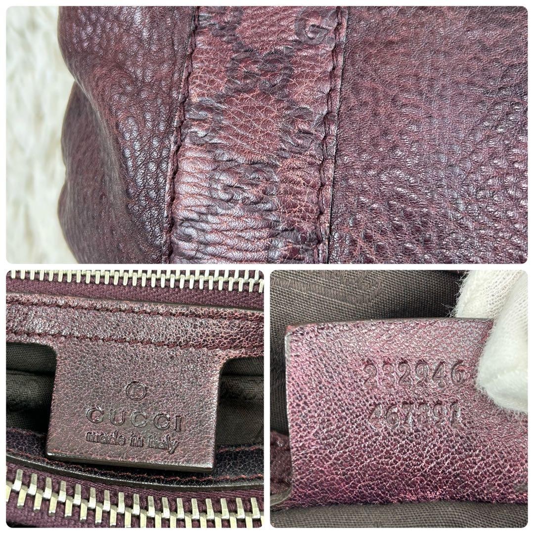 GUCCI Tote Bag GUCCIShima Bamboo Leather Wine Red Authentic thumbnail 7