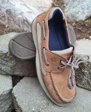 Sperry Top Sider Lanyard Boys Brown Leather Boat Shoes Size 5.5