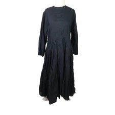 Rhode black cotton long sleeve drop waist midi dress S