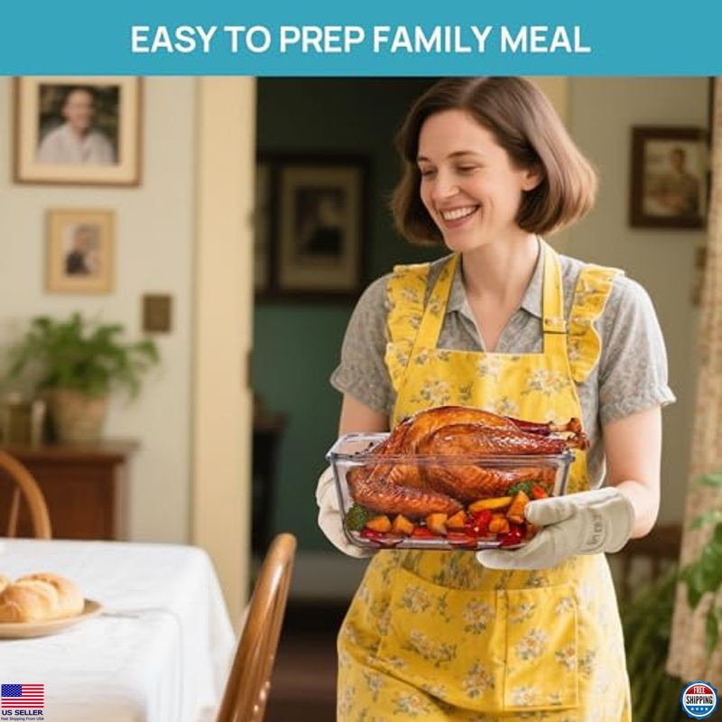 Large Glass Food Storage Containers 122oz+50oz with Airtight Lids, BPA-Free