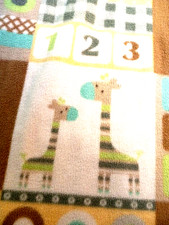 Fleece Minky Baby Blanket Reversible Satin Trim Yellow Dots Giraffes Owls 36x36