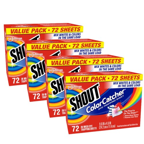 Shout Color Catchers for Laundry 72 Sheets Prevent Color Runs Pack of 2