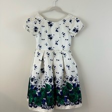 Janie Jack Ivory Blue Green Floral Special Occasion Dress Size 10 Girls