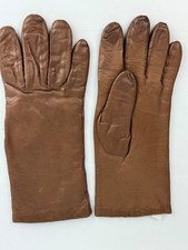 Vintage Saddle Brown Leather Cashmere Lined Women's Gloves Size 7.5