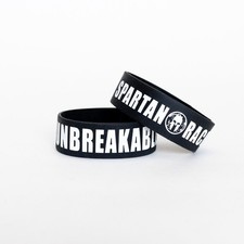 Spartan Race Unbreakable 1" Silicone Wristband Bracelet Black and White Swag