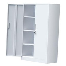 Metal Storage Cabinet with Locking Doors and Adjustable Shelves, 53.5 White