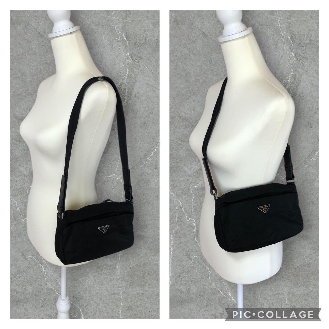 Excellent condition  PRADA accessory pouch shoulder nylon triangle logo black thumbnail 10